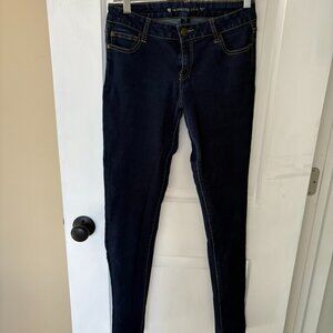 High waisted dark skinny jeans